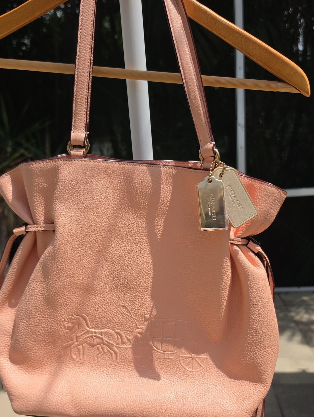 COACH Pebbled Leather Bag with Horse and Carriage and Gold Tag